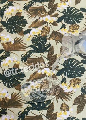 Tecido Impermeável Acqua Linea Orquideas Verde - 1,40m de Largura