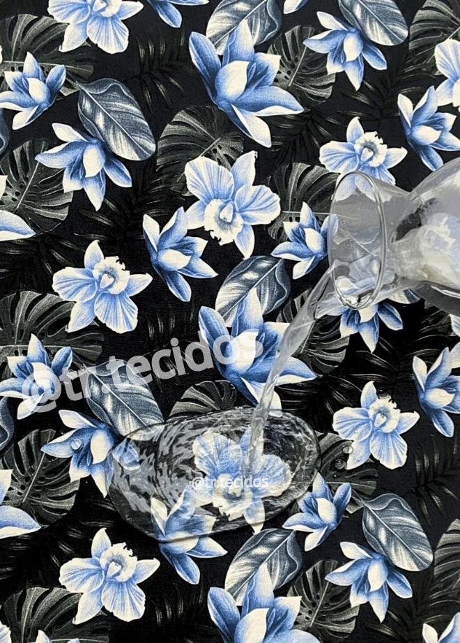Tecido Impermeável Acqua Linea Jasmim Marinho - 1,40m de Largura