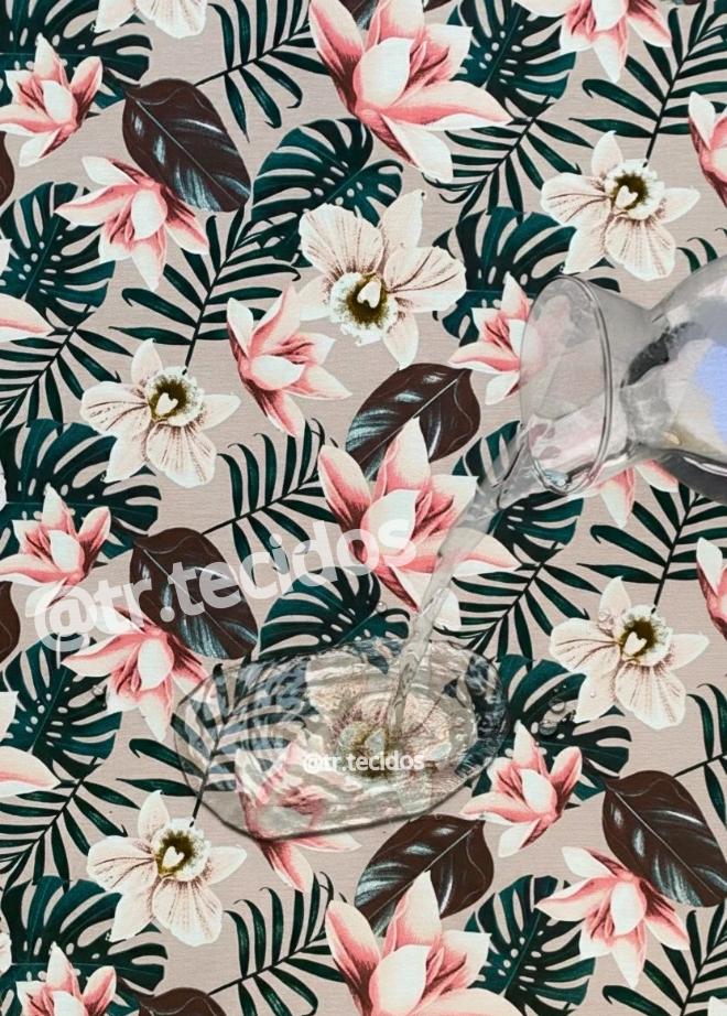 Tecido Impermeável Acqua Linea Jasmim Rosa - 1,40m de Largura