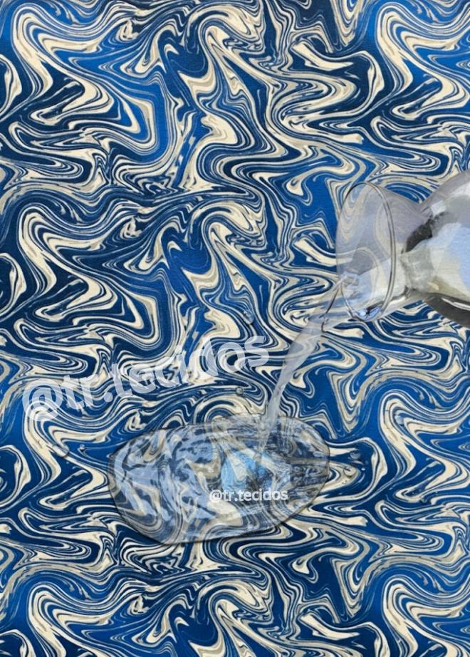 Tecido Impermeável Acqua Linea Abstrato Azul - 1,40m de Largura