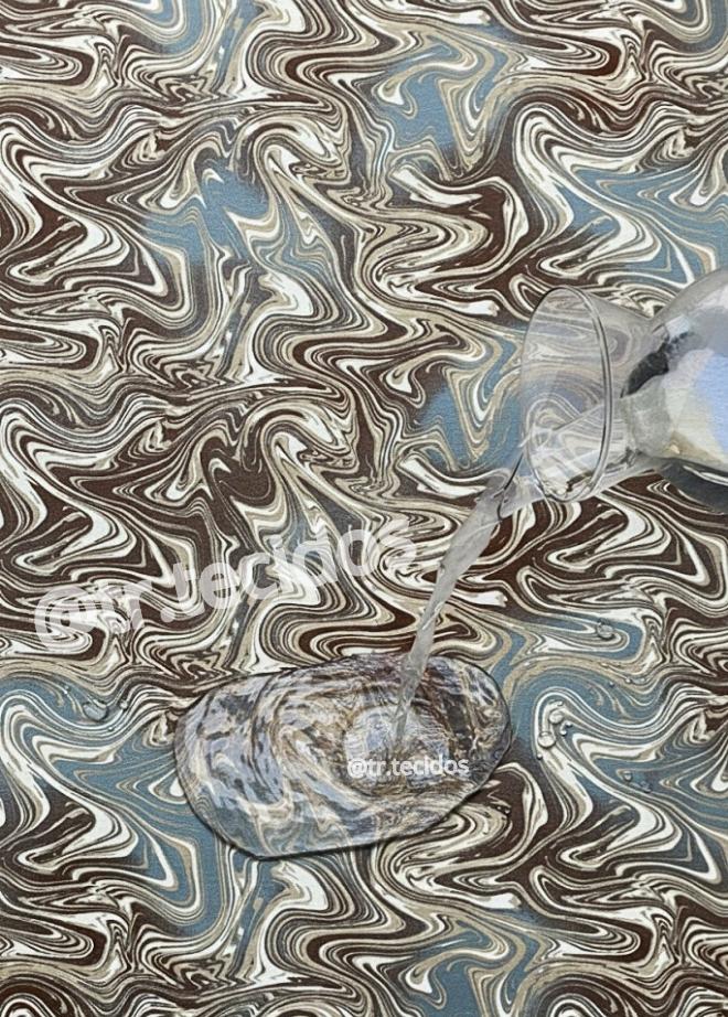 Tecido Impermeável Acqua Linea Abstrato Marrom - 1,40m de Largura