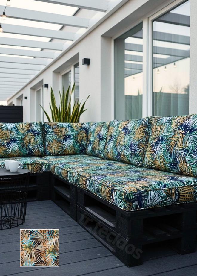 Tecido Impermeável Dracena Azul - Imagem 2