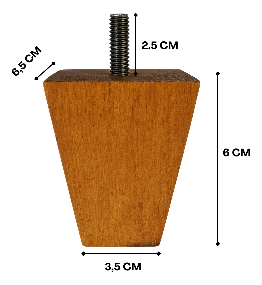 Pé Trapézio cor Tabaco para Sofá e Camabox 6cm Madeira Maciça - Imagem 4