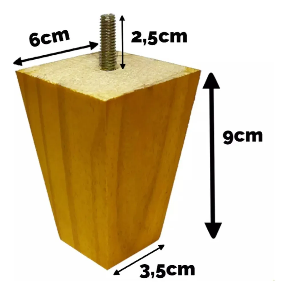Pé Trapézio cor Tabaco para Sofá e Camabox 9cm Madeira Maciça - Imagem 5